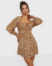 FAITHFULL THE BRAND ANIMAL PRINT BOHO LONG SLEEVE IRA MINI DRESS SIZE XS