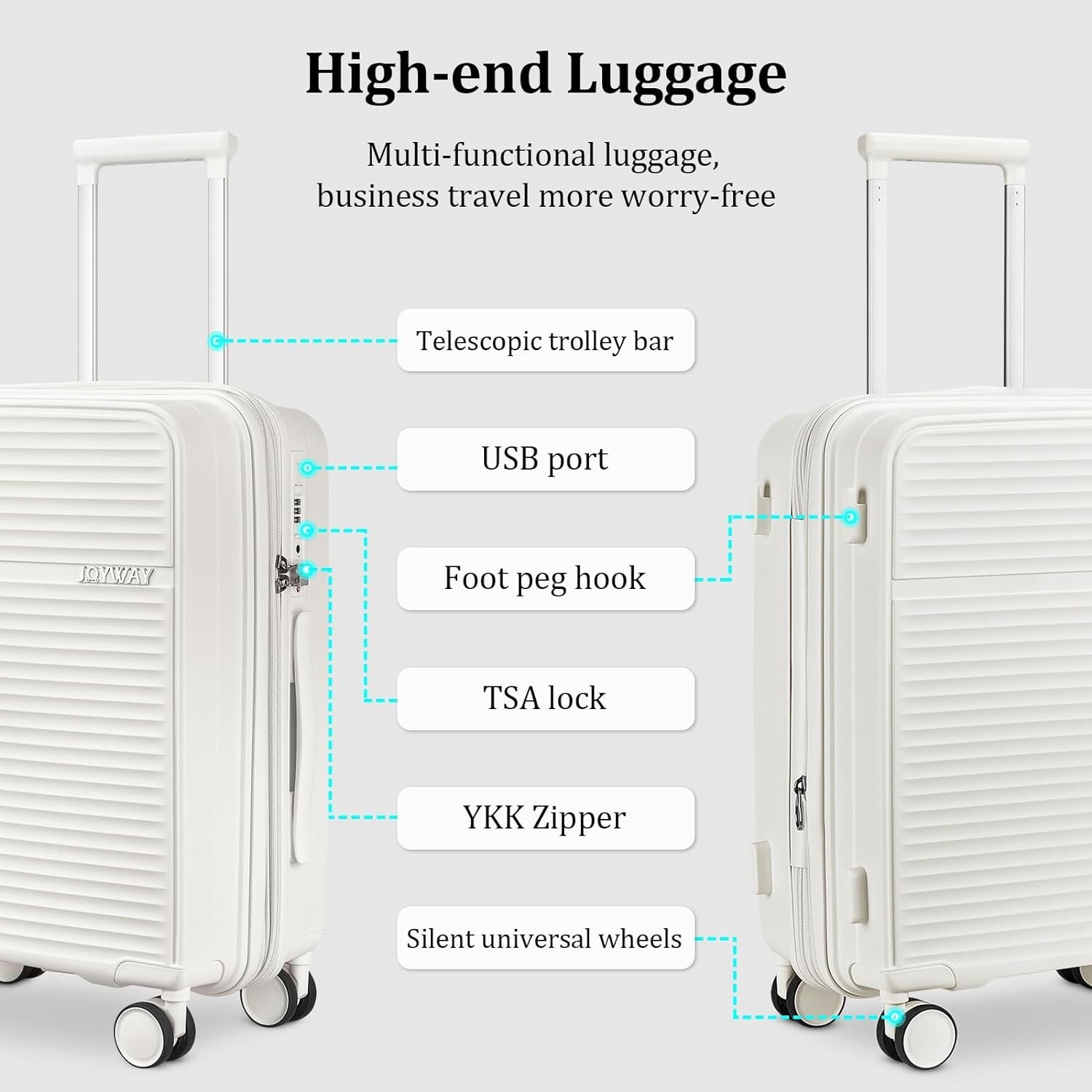 Joyway - 4 Luggage Sets PP Hardside USB Spinner Luggage