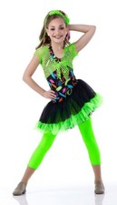 Group Lot 5 Child XS LUCKY STAR Dance Costume Unitard Dress w/ Shrug Headdress