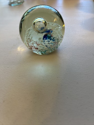 MULTI COLOUR GLASS BUBBLE GLASS PAPER WEIGHT Red, White & Blue Patriotic - Picture 5 of 7