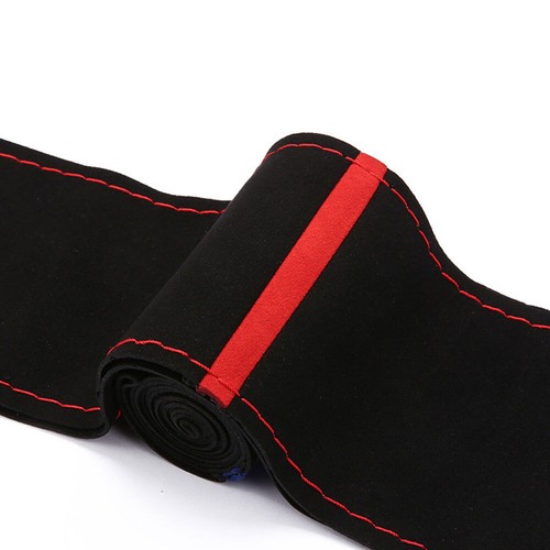 Car Steering Wheel Booster Cover Red Suede Leather Non-Slip Accessories 15"/38cm - Picture 7 of 10