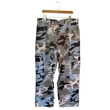 Y2K L.A. Gate Camo Cargo Jeans Mens 40 THRASHED Grunge Destroyed USA Goth