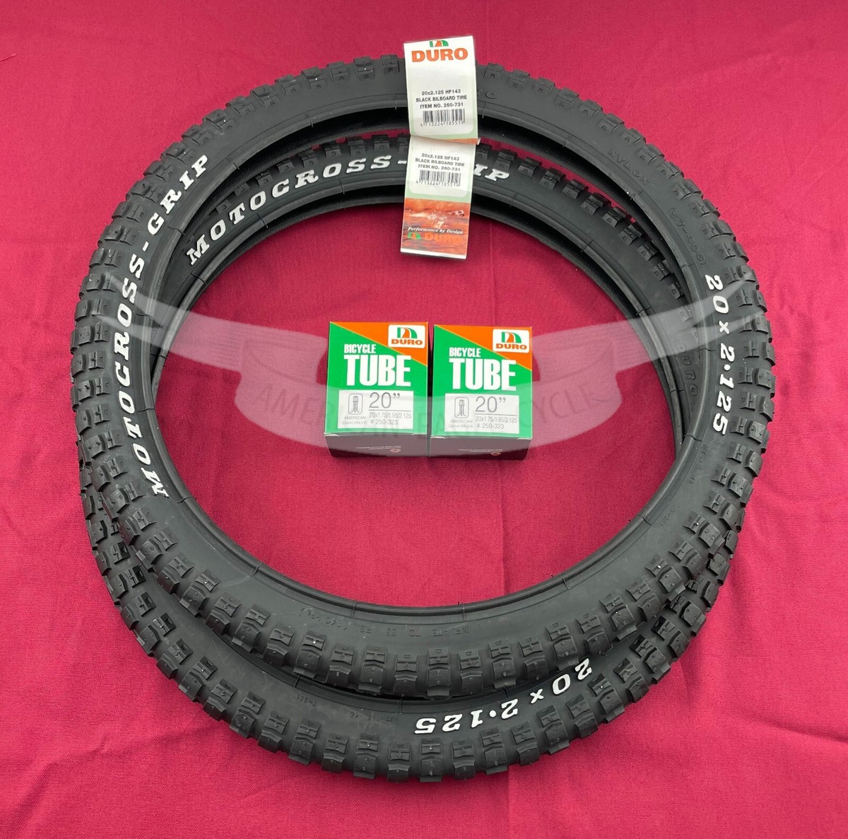 PAIR OF BLACK BICYCLE BMX MOTOCROSS LETTER DURO TIRES W/TUBES IN
