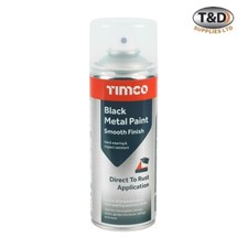 Timco 380ml Black Metal Paint – Quick-Dry Rust-Resistant Paint for Gates & Fence