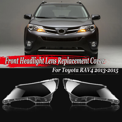 Right+Left Headlight Glass Cover Diffuser Lens For Toyota RAV4 2013-2015