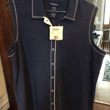 Catalina Ladies Full Snap Up Blue Vest Size Xl (16/18) Front Pockets , New