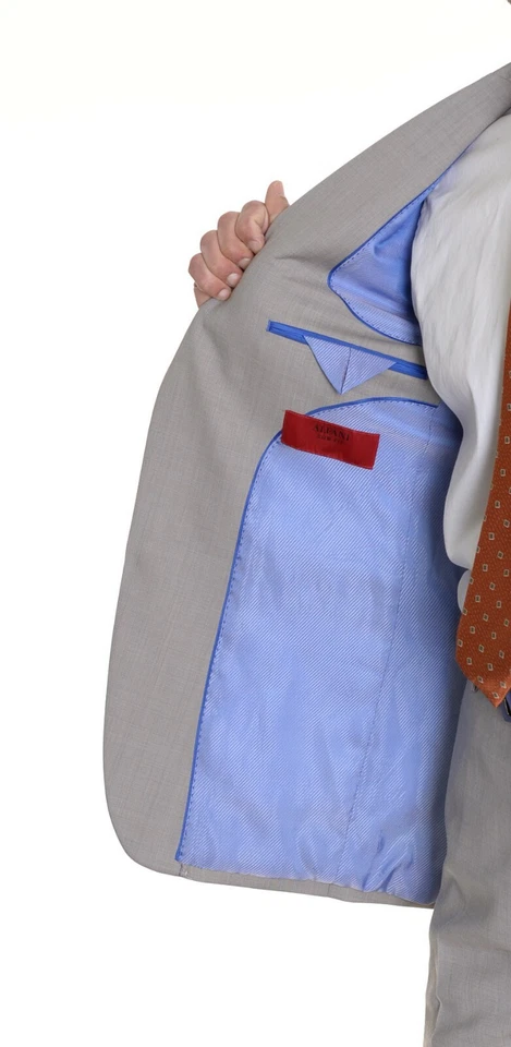 Alfani 红色修身浅棕褐色 Stepweave 双扣羊毛混纺西装外套运动外套  — 第 3/4 张图片