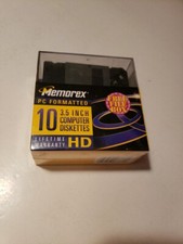 Memorex 10 Pack 3.5 Inch Computer Diskettes Floppy Discs Brand New Sealed IBM
