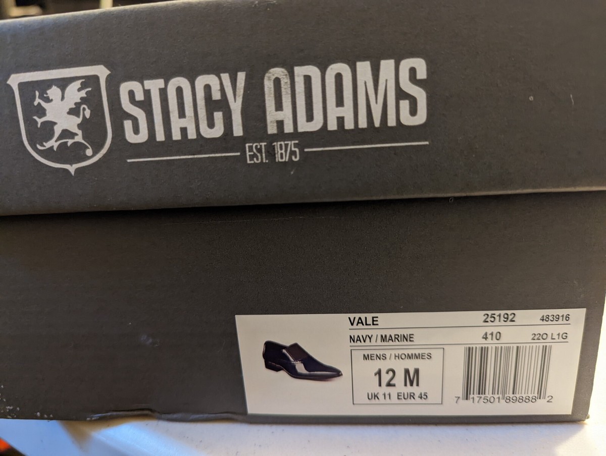 STACY ADAMS VALE BROQUE SLIP ON DRESS SHOE NAVY/MARINE 11 M Wore Once 4 Wedding Vintage STACY ADAMS Blue Lizard Oxford Dress Shoes Size US  main image 3