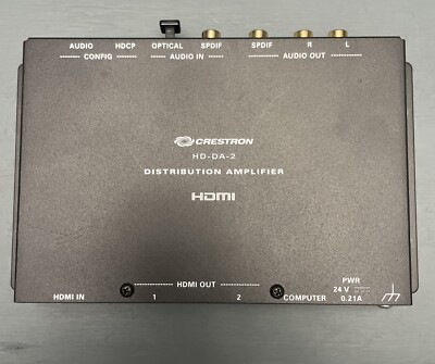 Crestron HD-DA-2 Distribution Amplifier HDMI Audio Splitter Power Cord Included