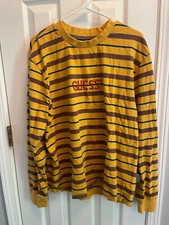 Guess Originals Yellow Striped Long Sleeve T-Shirt Mens large VTG Look Retro
