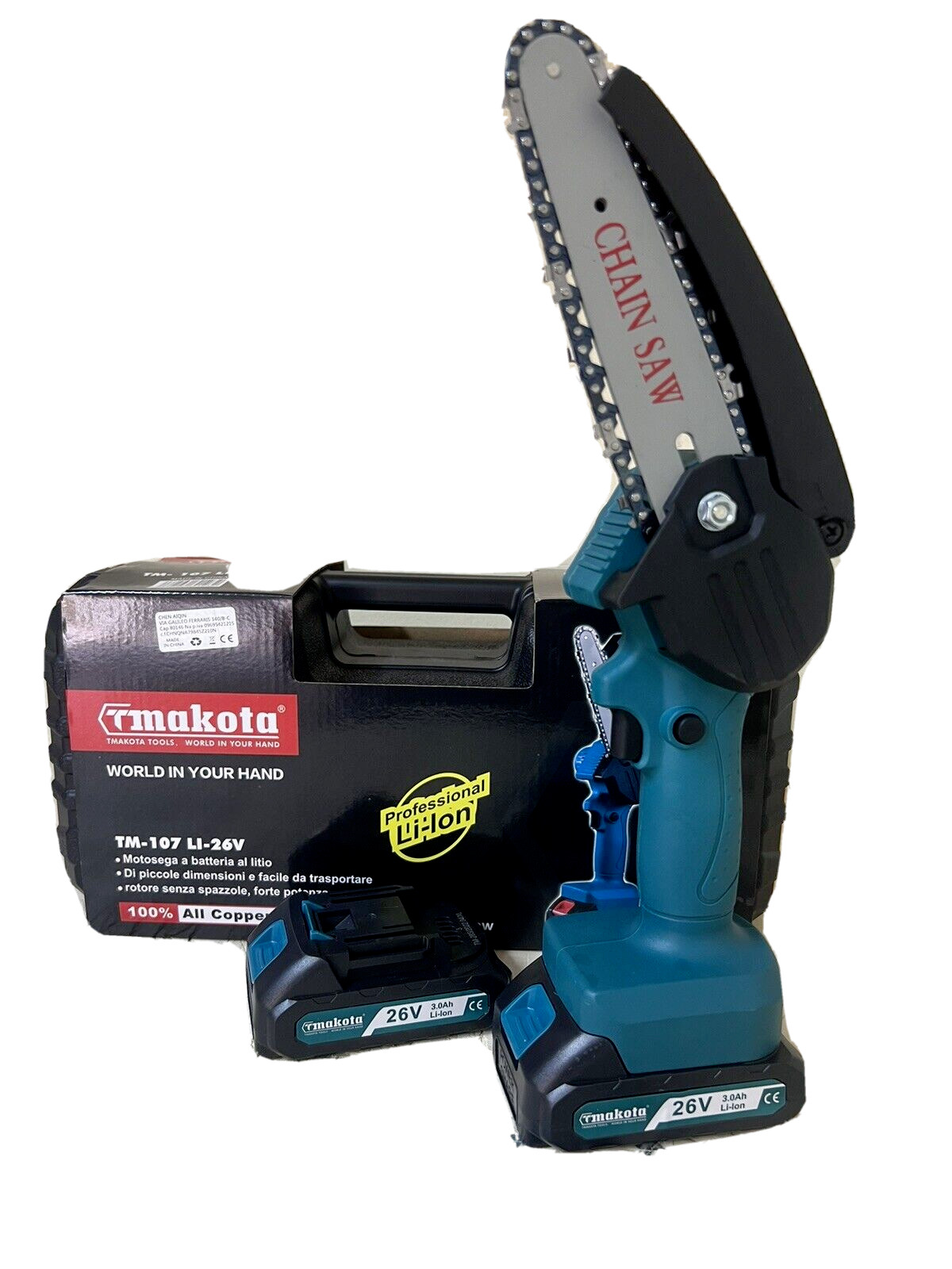 Elettrosega a Batteria 21V - Kit Potatura Giardino 2 Batterie e Valigetta