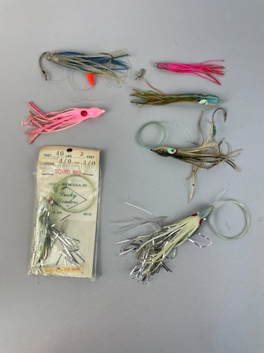 7 SET VTG. Assorted Squid Fishing Trolling Lures Rigs + Lucky Glow ...