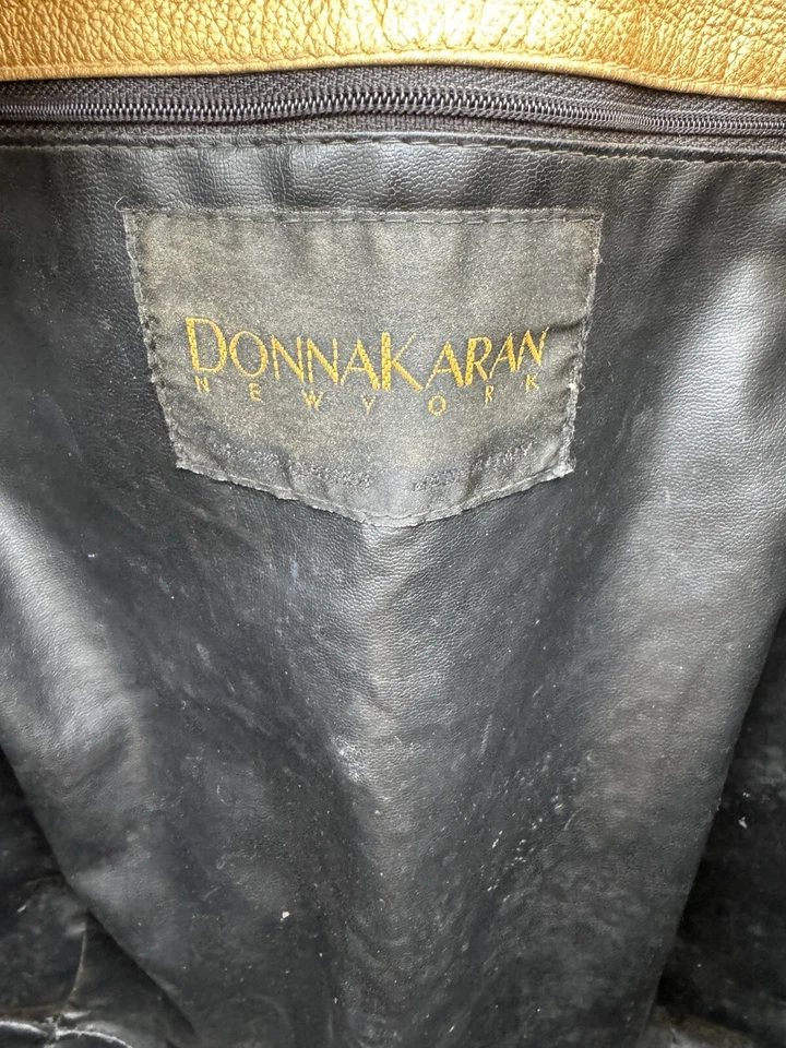 Donna Karan New York Bright Metallic Gold Shoulder Bag/Tote - Made In Italy - XL - Image 3 of 4