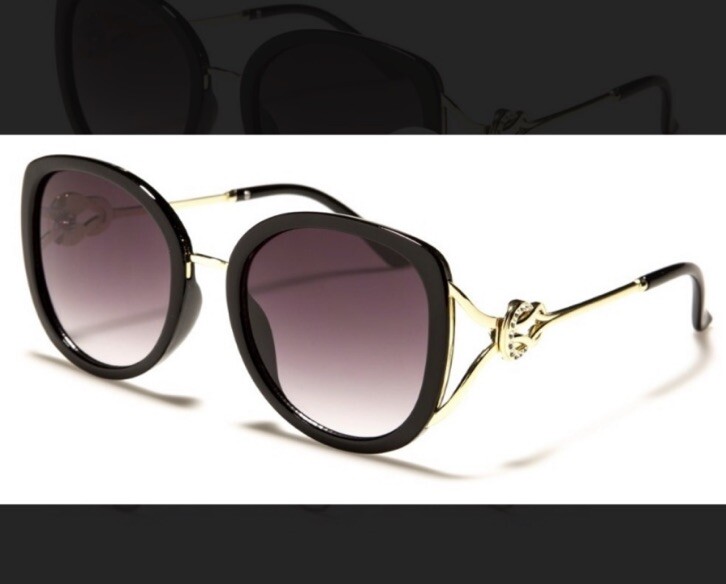 Judith Ripka Legacy Black & Gold Large Frame Sunglasses | eBay