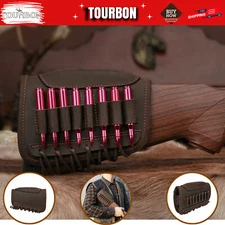 TOURBON Leather Rifle Cheek Riser Buttstock Ammo Holder for 30-30 30-06 .308 243