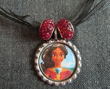 Elena of Avalor Latina Princess Ribbon Bottle Cap Bling Charm Necklace Beads