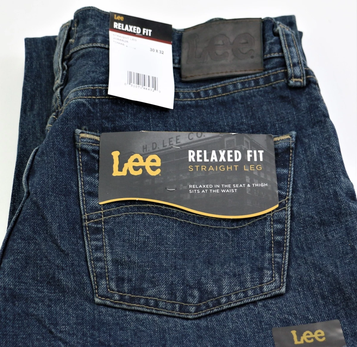 LEE RELAXED FIT STRAIGHT LEG JEANS Men`s Sizes Tomas Color 100% Cotton New