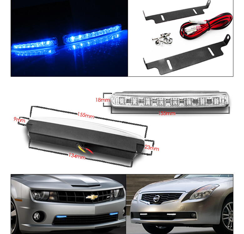 For 04-15 Titan/05-07 Armada LED Tube Projector Black Headlight +Bumper Blue DRL