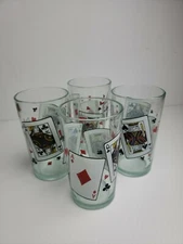 Set of 4 Playing Card Party Pub Glasses Bar 16 Oz Drinks Vintage b36