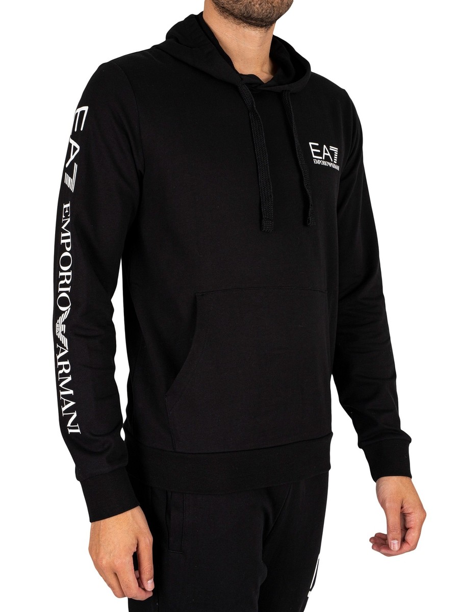 EA7 Men's Sleeve Brand Pullover Hoodie, Black | eBay