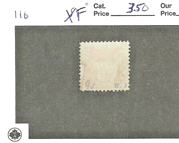 US Scott # 116, 10 cent orange yellow, fancy & red cancel, XF, cv $350 - Image 2 of 2