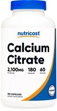 Nutricost Calcium Citrate (2,100mg) 180 Vegan Capsules - GMO-Free, Gluten-Free