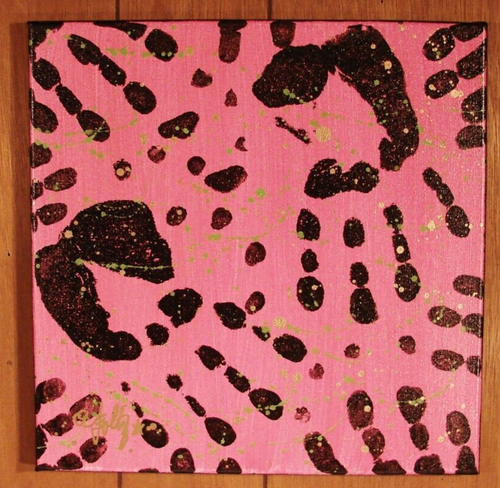 Modernist ABSTRACT Canvas PAINTING Expressionist MODERN ART HANDS ON PINK FOLTZ - Picture 5 of 5