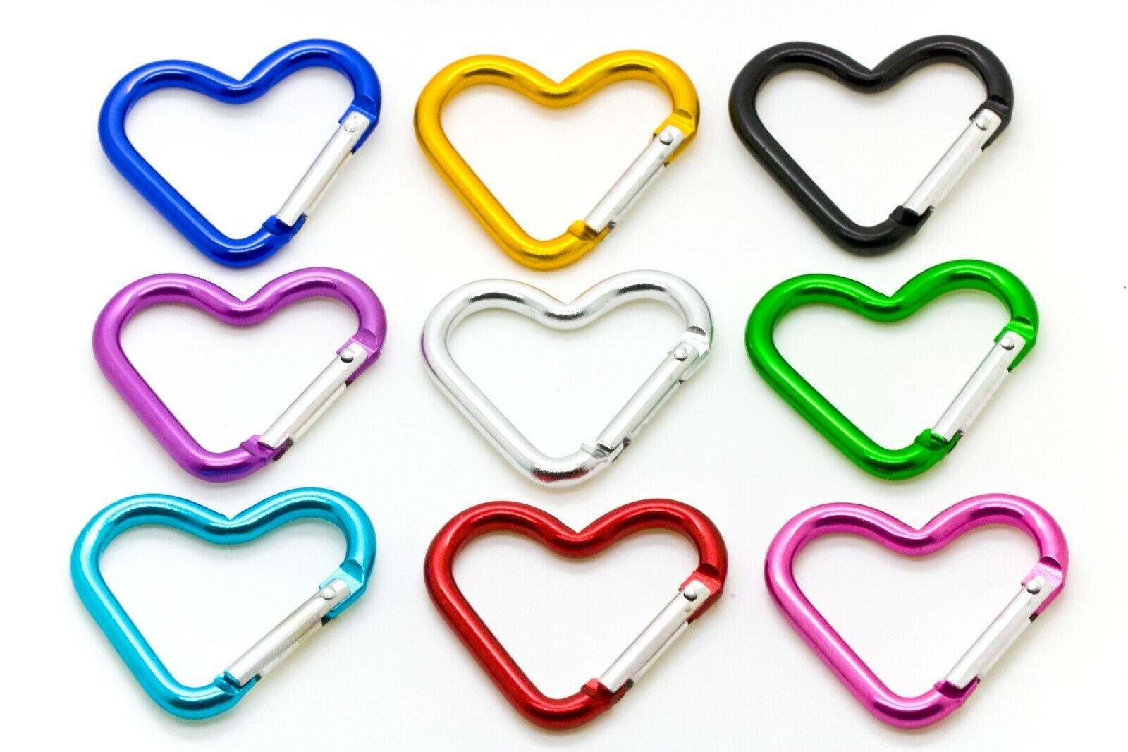 3 Pcs Aluminum Hook Carabiner Heart Shaped Key Chain Clip Keycha