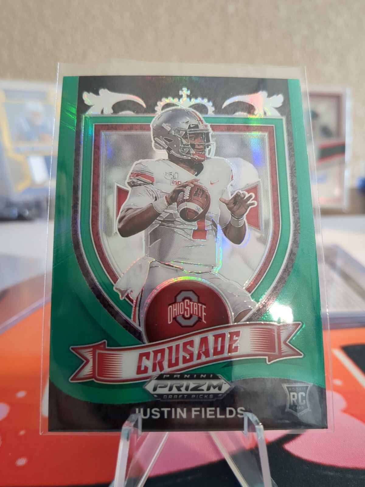 2021 Prizm Draft Picks Justin Fields Green Prizm Crusade Rookie # 163 NM/MT RC