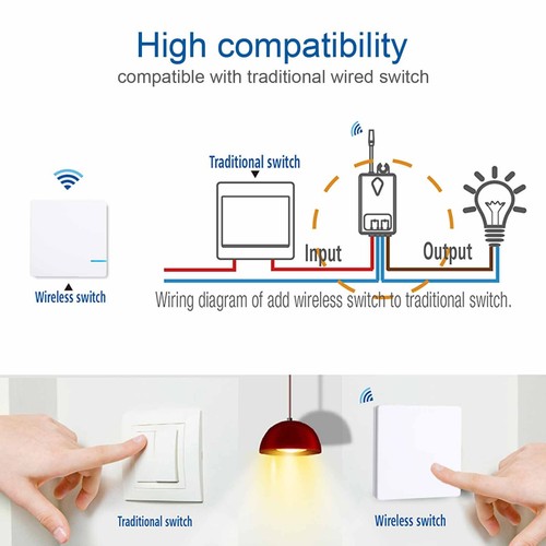 Mini Wireless Wall Light Switch Remote Control Kit Universal AC 110V Waterproof - Picture 8 of 12