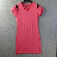 Asheley Blue Dress Women Medium Pink Keyhole Shoulder V Neck Bodycon Lightweight