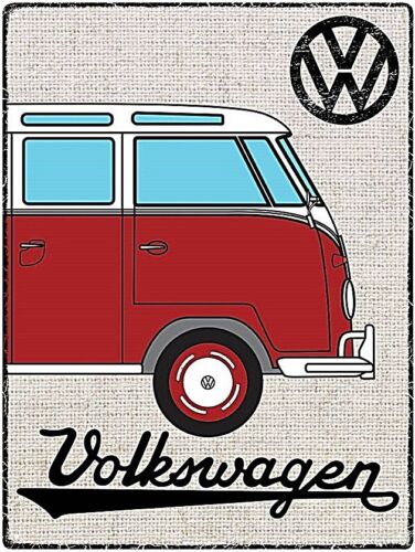 Volkswagen Camper Red In Hessian Style metal sign 400mm x 300mm (rh) REDUCED - Picture 1 of 1