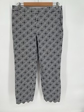 Talbots Womens Ankle Pants Navy Blue White Chatham Cropped Flat Front Women Sz 6