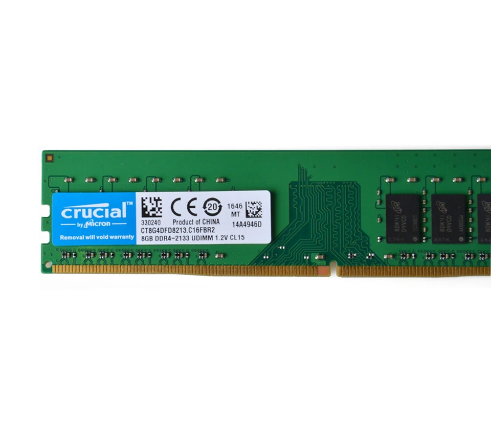 16GB Crucial Kits Desktop Memory 2PCS 8GB DDR4 2133T Pc4-17000mhz 288pin 1.2V * - Image 4 of 4