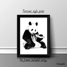 PANDA ANIMALS A4 PRINT PICTURE POSTER WALL ART HOME DECOR UNFRAMED  NEW GIFT