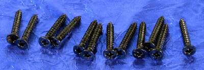 12 Black Humbucking Neck Pickup Ring Mounting Wood Guitar Screws .551'', #GBHRN