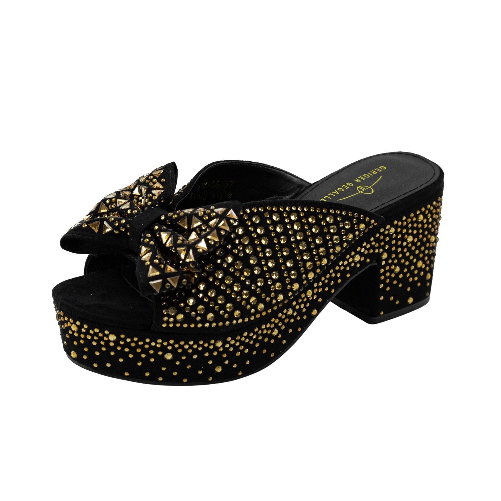 PANTOFOLA D’ORO Sandali donna estivi bling strass plateau tacco grosso decolte tacco alto