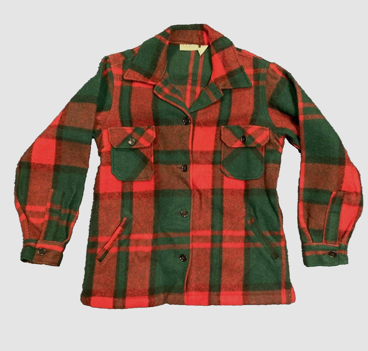 L.L.Bean ブラウンジャケット M Vintage LL Bean Jacket MensL Red Green Plaid Tartan Wool Mackinaw