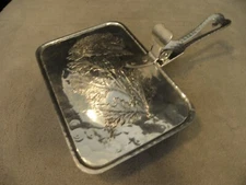 Vintage hammered aluminum silent butler, chrysantheum pattern, Continental #1006