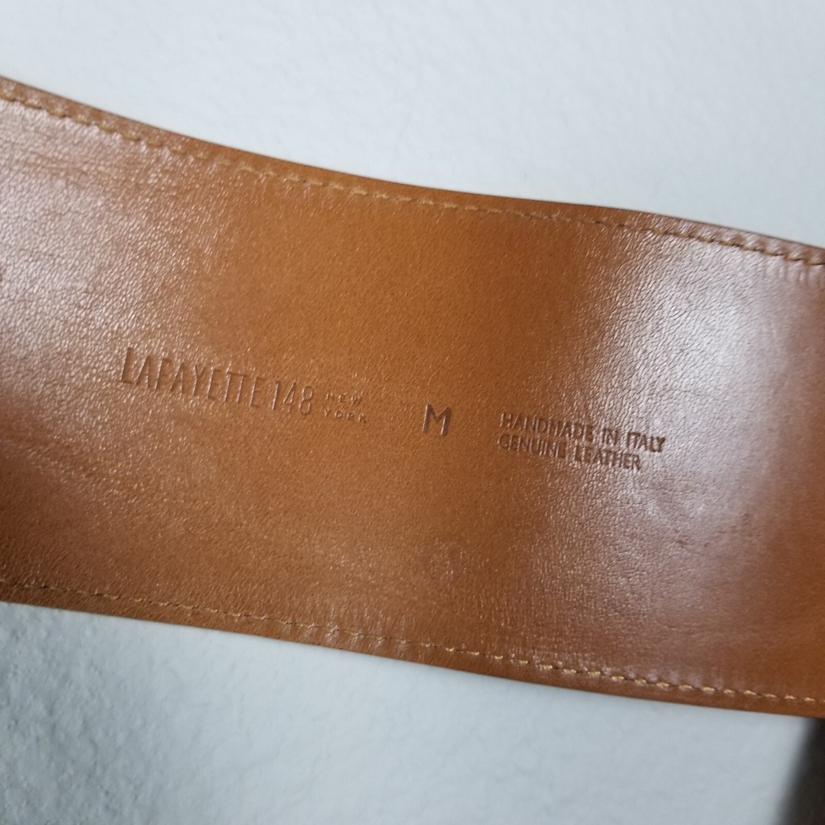 Lafayette 148 Brown Leather Bohemian Luxury Jute Tie Obi 