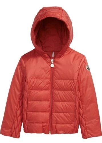 NWT Moncler Toddler Girls Coral Red Quilted 100 Down Puffer Jacket