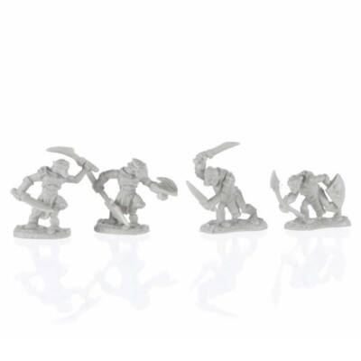 Reaper Mini Armored Goblin Warriors (4) #77679 Unpainted Plastic Bones Figure