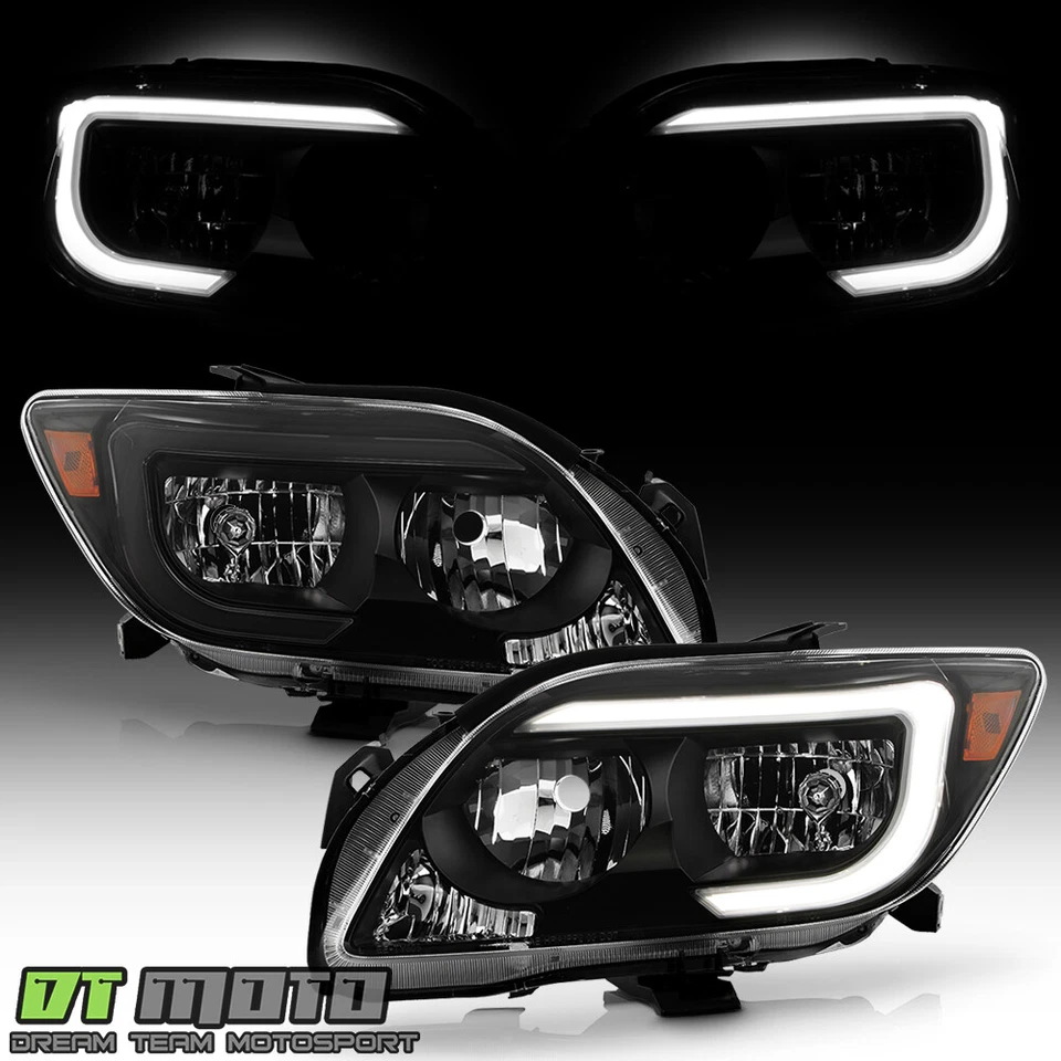 For 2005 2006 2007 Scion tC LED Tube Black Headlights Headlamps Pair Left+Right - Image 2 of 4