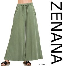 SIZE S-L ZENANA OLIVE FRENCH TERRY PIGMENT DYE ENZYME WASHED PANTS BHCS