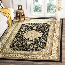 Lyndhurst Collection Accent Rug - 4' X 6', Black & Ivory, Traditional Oriental D