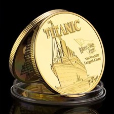 Titanic Challenge Coin Gold Plated Metal RMS Crafts Decorations Medal Gift