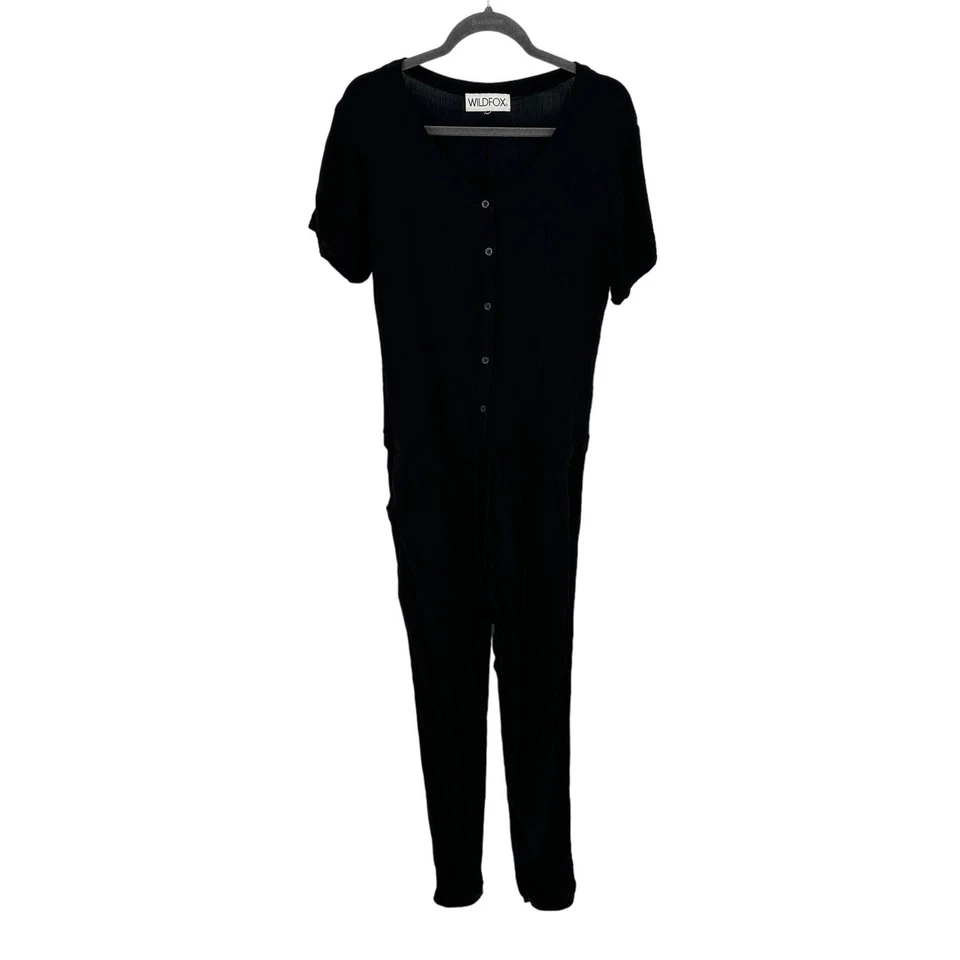 Mono Wildfox Manga Corta Negro Tela Crepé Cómodo Bohemio Vacaciones de Verano L Foto 2 de 4