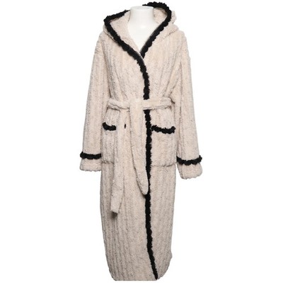Bademantel, Größe: M, Beige/Schwarz, Polyester, Sonstiges, Plüsch, Damen #9c7