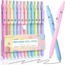 Gel Pens, 12 Pcs 0.5mm Fine Point Aesthetic Pens, Quick Dry No Smudge, Smooth Wr